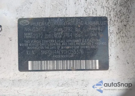 2013 Hyundai Elantra Gls/Limited from USA, damaged, VIN 5NPDH4AE7DH255376